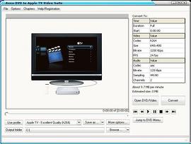 Avex DVD to Apple TV Video Suite is a One-click, All-in-One solution to create Apple TV movies from DVDs, TV shows and home videos.