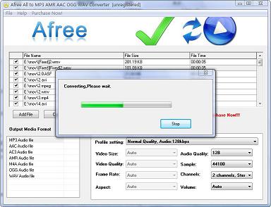 Afree All to MP3 AMR AAC OGG WAV Converter is a super powerful video to audio, and audio to audio conversion tool that it support so many formats.