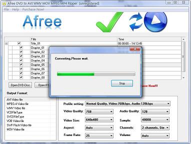 Afree DVD to AVI WMV MOV MPEG MP4 Ripper is an excellent DVD ripper tool which helps you rip DVD movie to all popular video formats