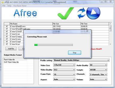 Afree AVI WMV DVD MPEG MP4 MOV to FLV Converter can convert all popular video formats such as AVI, WMV, MPEG, MP4, ASF, VOB, 3GP, iPhone, MOV, FLV to FLV, SWF video files.