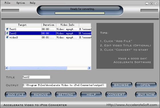 How to Convert Video Files to iPod Format with Accelerate Video to iPod Converter!