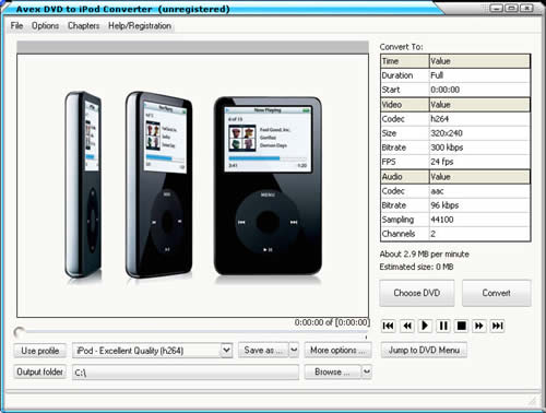 How to convert DVD iPod MP4 format with Avex DVD to iPod Converter?