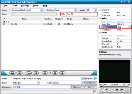 How to transfer DVD to your iPod directly with Imtoo DVD to iPod Converter?