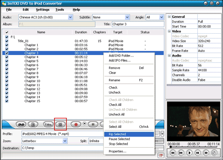 How to transfer DVD to your iPod directly with Imtoo DVD to iPod Converter?