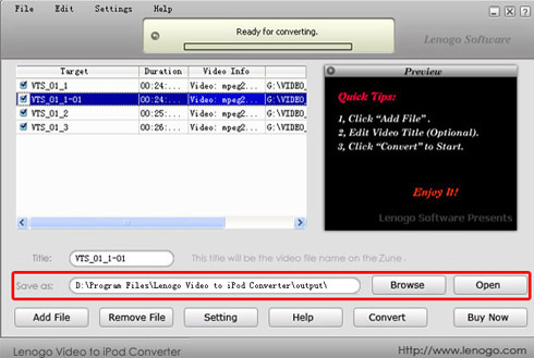 How to Convert Video Files to iPod Format with Lenogo iPod Video Converter!