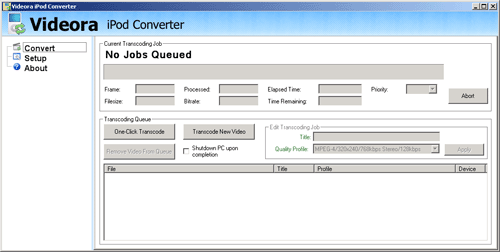 Convert the file with Videora iPod Converter