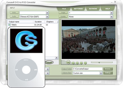 The Cucusoft DVD to iPod Converter is the easiest to use DVD to iPod converter software available.