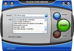 1CLICK DVD MOVIE converts movie files to DVD, VCD or SVCD.