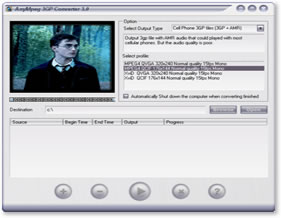 A-WIN AnyMpeg 3GP Converter 3.0 is the most powerful Video to 3GP converter software.