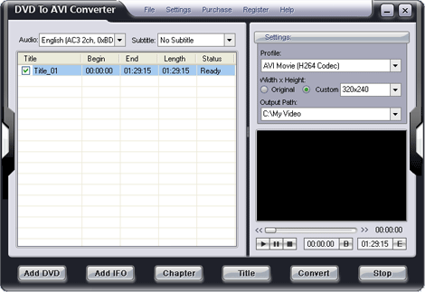 EZTOO DVD TO AVI Converter - Rip and Convert DVD To AVI Video files.
