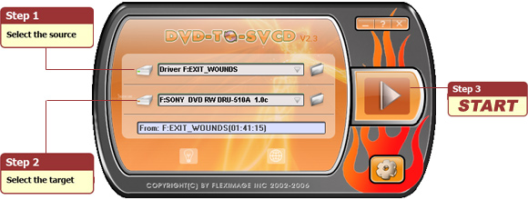 DVD TO SVCD Converter is a powerful and easy DVD ripper application for converting DVDs to VCD and SVCD with excellent output quality.