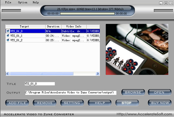 Accelerate Video to Zune Converter is a professional video to Zune converter software.